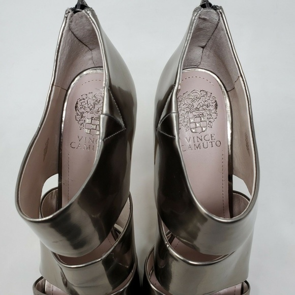 Vince Camuto Karmi Peep Toe Silver Leather Booties - Picture 8 of 11